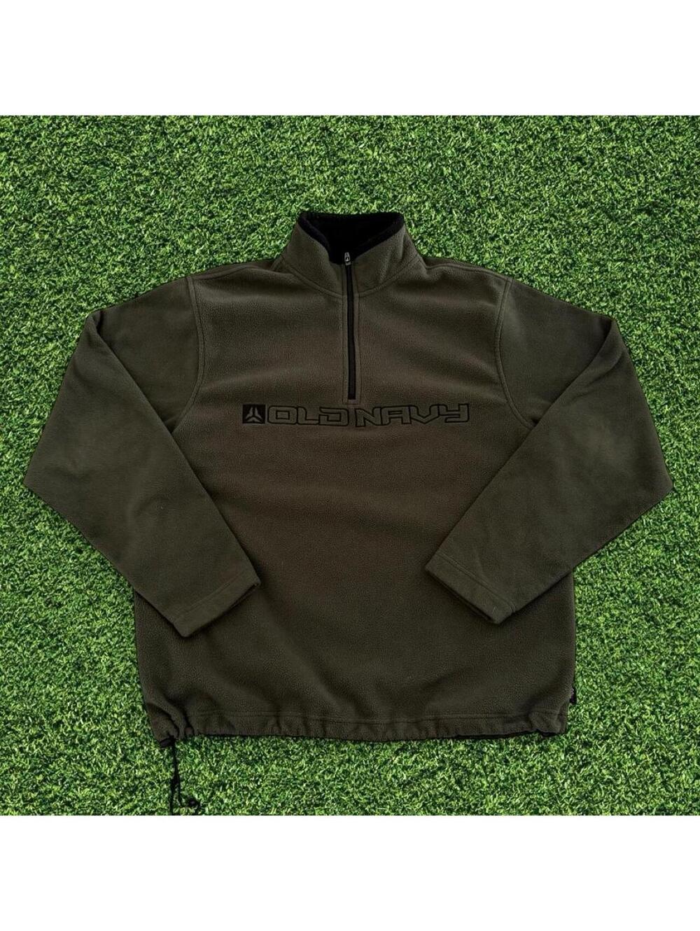 Old Navy Army Green Quarter Zip Fleece Sweatshirt Size L Cozy